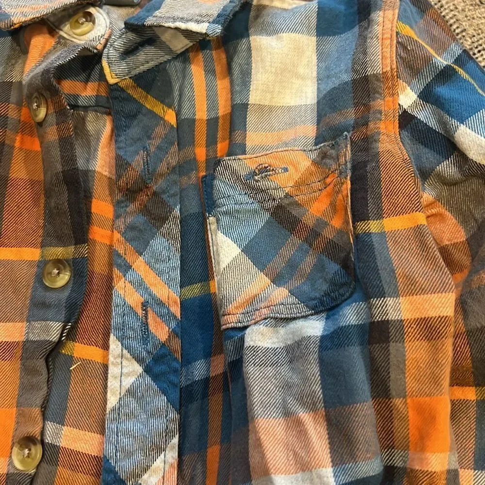Old Navy 5t Plaid Button-Up Shirt in Blue‎ and Orange